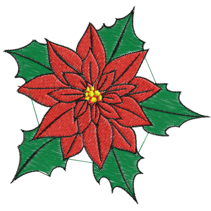 Matriz de Bordado Flor de Natal de Azevinho